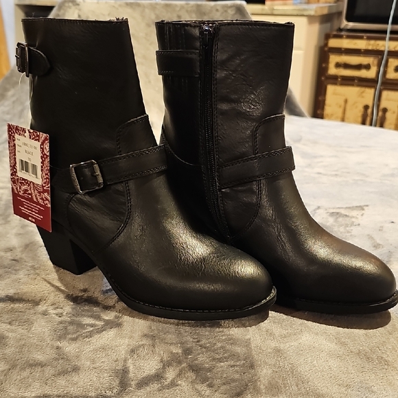 Muk Luks Black Ankle Booties with Buckle Detail - Picture 1 of 7